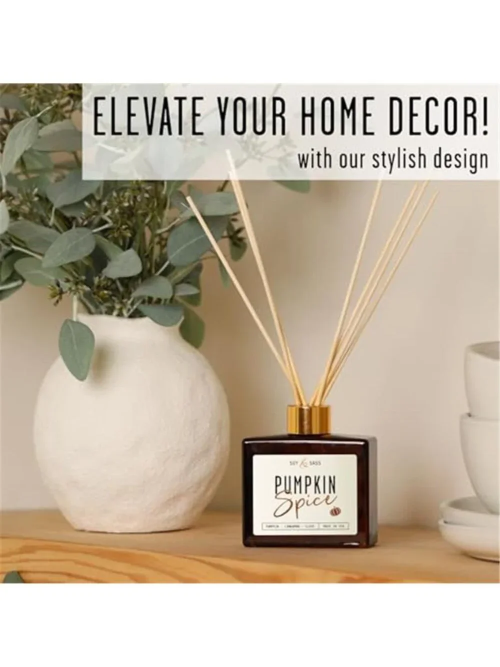 Pumpkin Spice Reed Diffuser, Fall Reed Diffuser Set - Infused w/Essential Oils